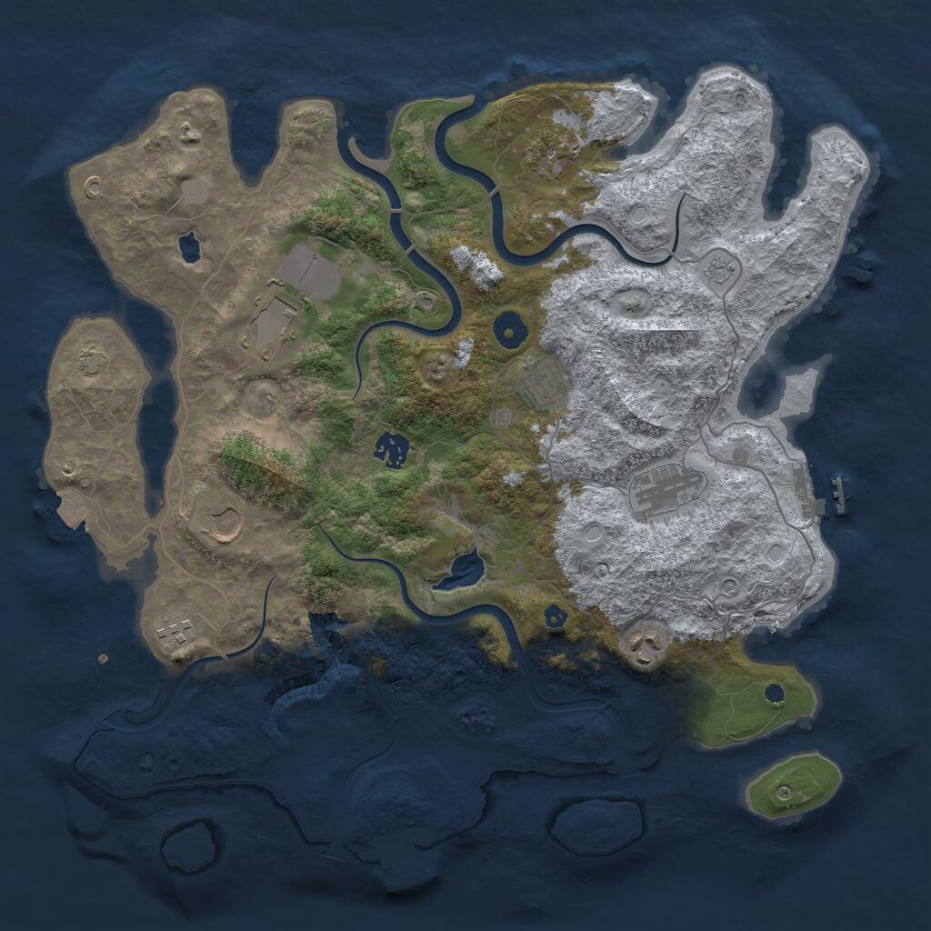Rust Map: Procedural Map, Size: 4000, Seed: 1276137151, 14 Monuments