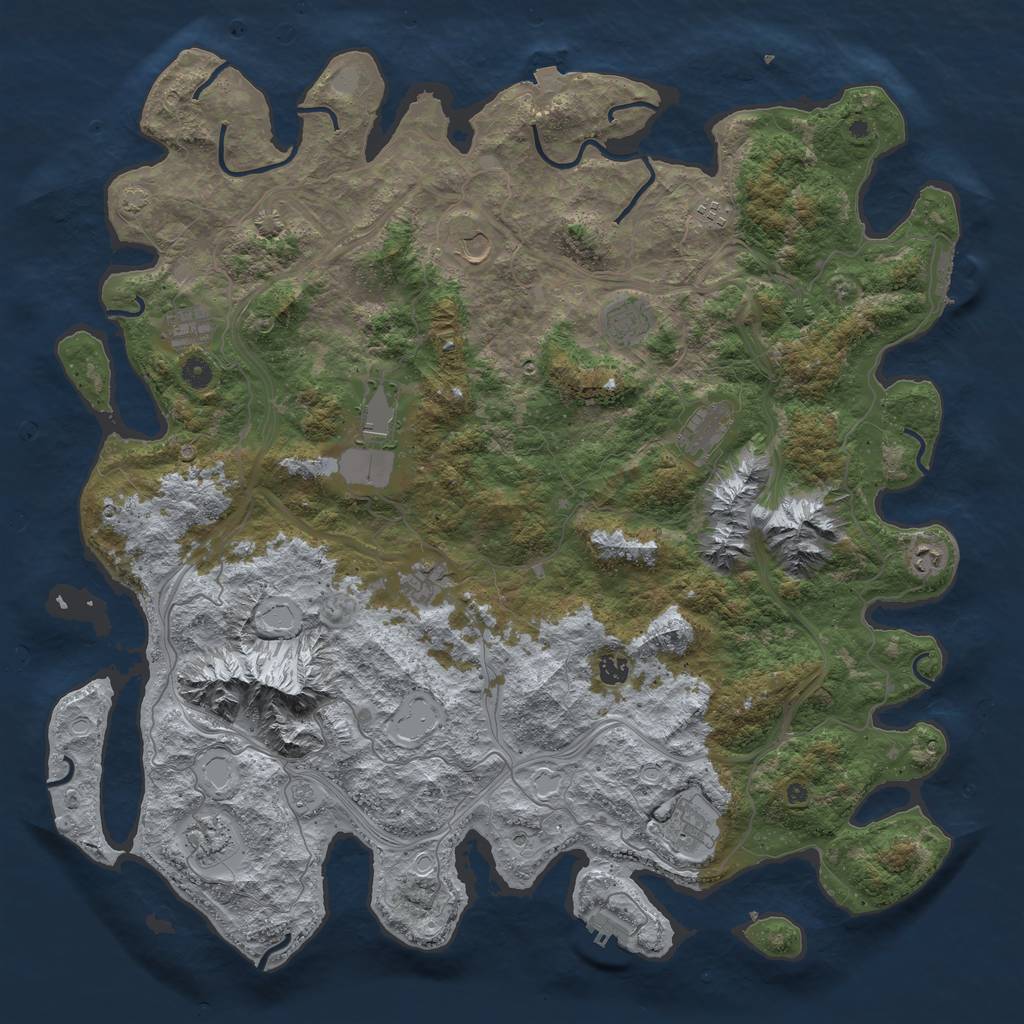 Rust Map: Procedural Map, Size: 5000, Seed: 7491842, 19 Monuments