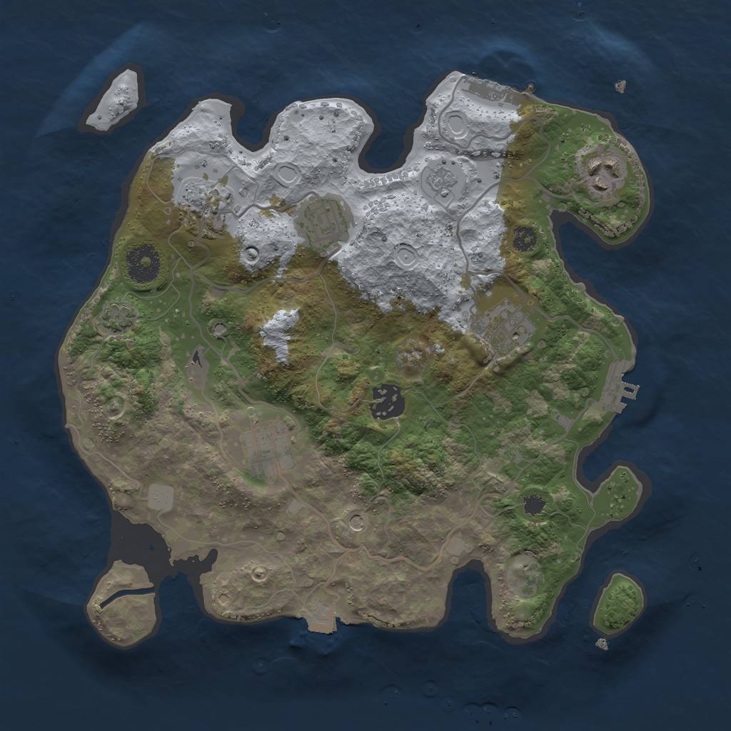 Rust Map: Procedural Map, Size: 3000, Seed: 989999455, 14 Monuments