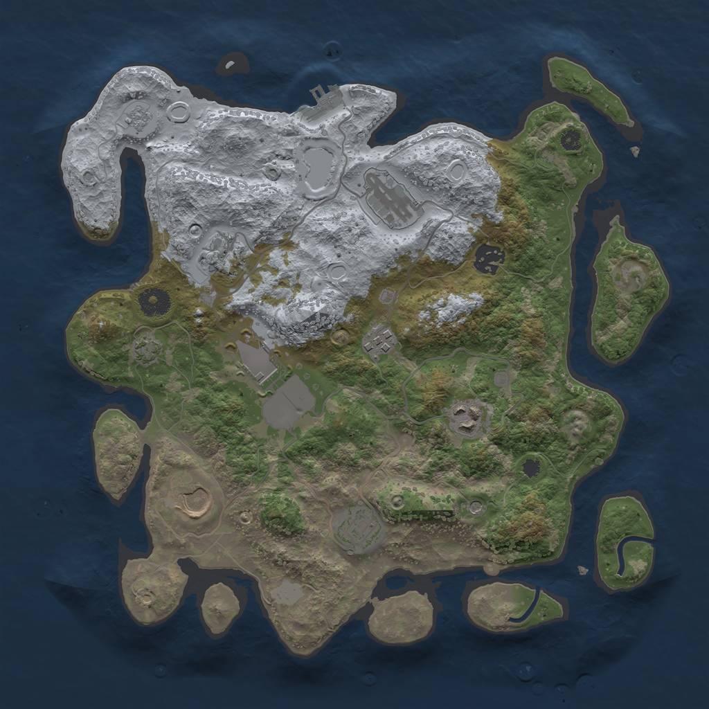 Rust Map: Procedural Map, Size: 3500, Seed: 474706655, 15 Monuments