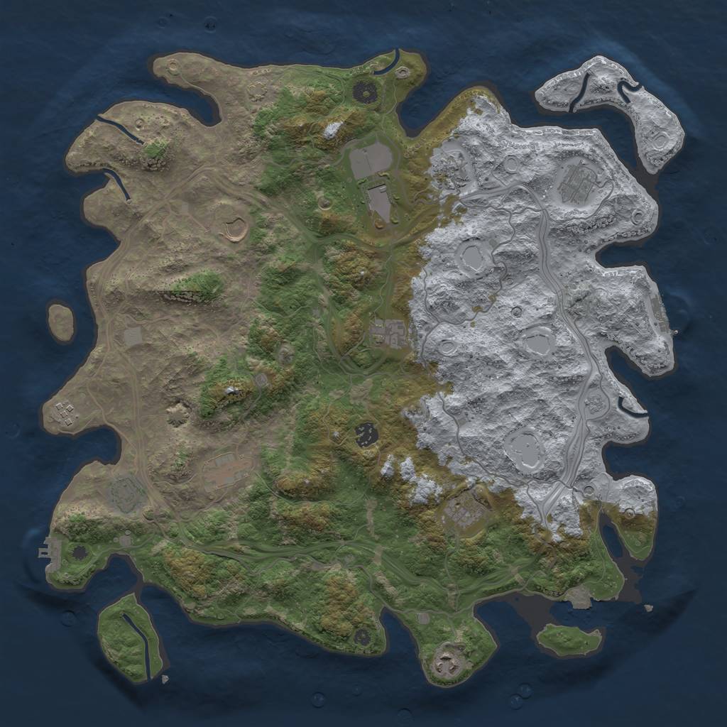 Rust Map: Procedural Map, Size: 4500, Seed: 866664140, 19 Monuments