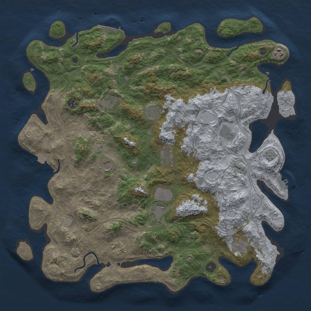 Rust Map: Procedural Map, Size: 4600, Seed: 2130745085, 19 Monuments
