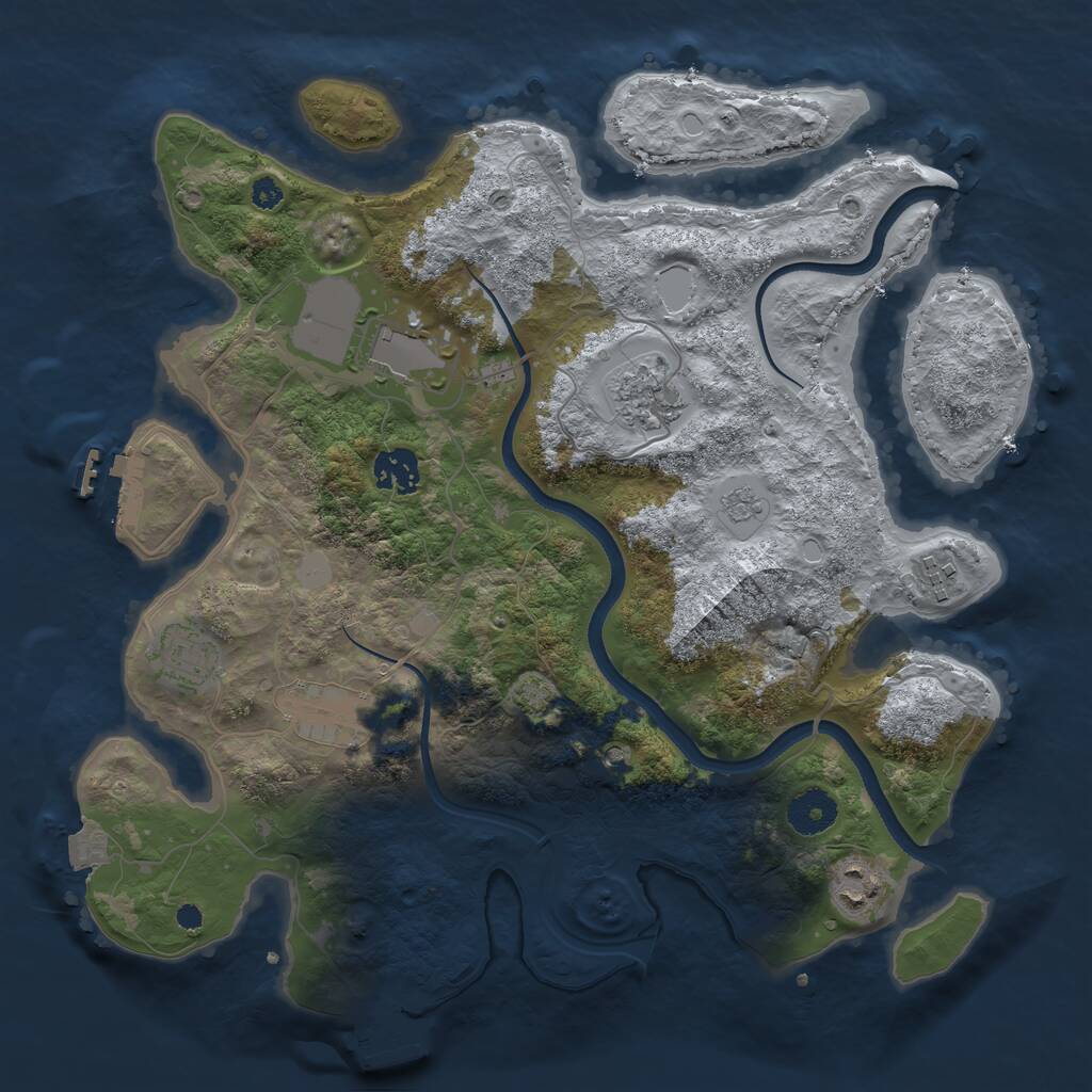 Rust Map: Procedural Map, Size: 3500, Seed: 37289599, 13 Monuments