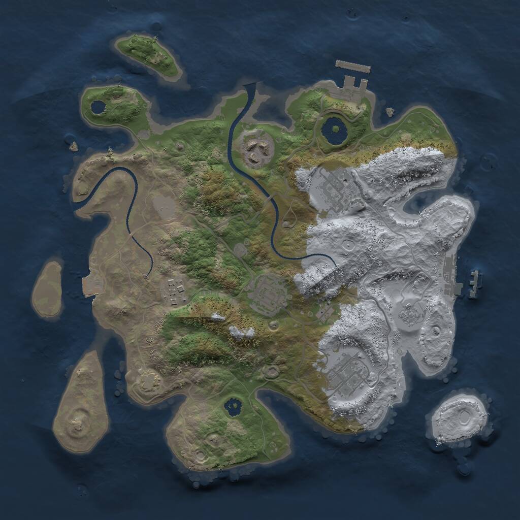 Rust Map: Procedural Map, Size: 3000, Seed: 1793502782, 10 Monuments