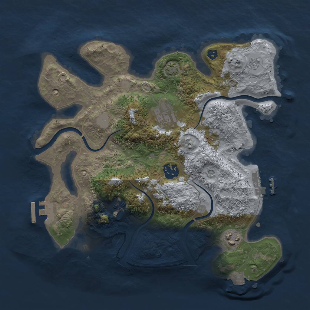 Rust Map: Procedural Map, Size: 3000, Seed: 654323, 10 Monuments