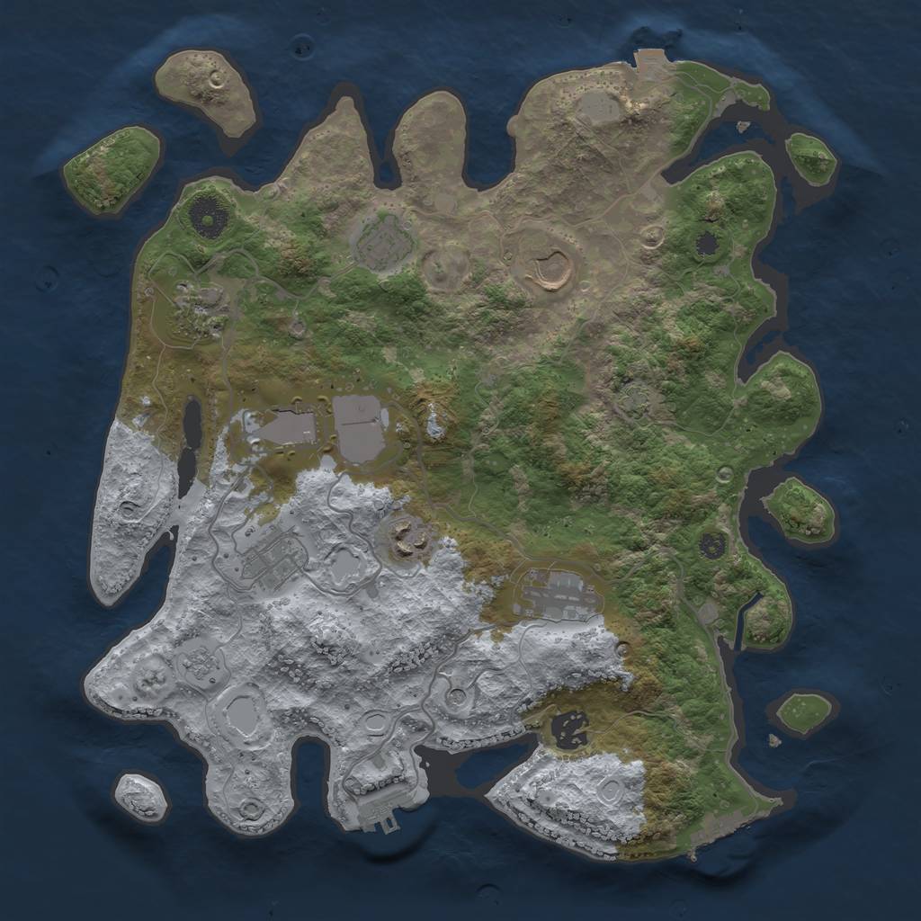 Rust Map: Procedural Map, Size: 3500, Seed: 630473424, 16 Monuments