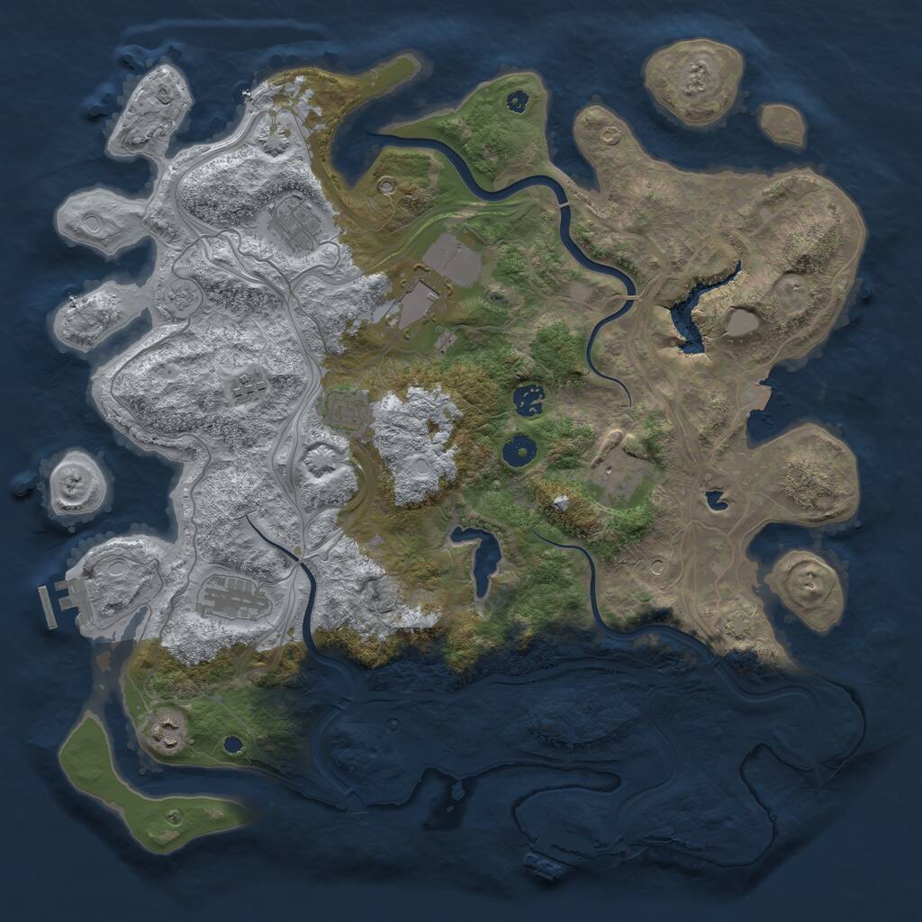 Rust Map: Procedural Map, Size: 4250, Seed: 1277722278, 14 Monuments