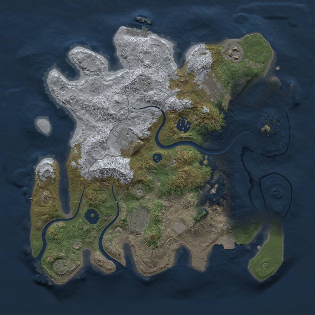 Rust Map: Procedural Map, Size: 3250, Seed: 636734649, 12 Monuments