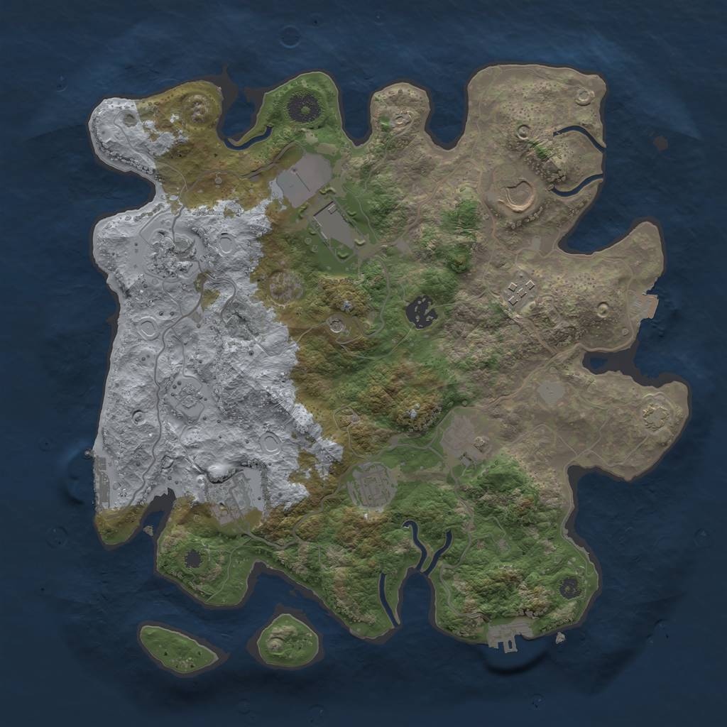 Rust Map: Procedural Map, Size: 3500, Seed: 448647997, 16 Monuments