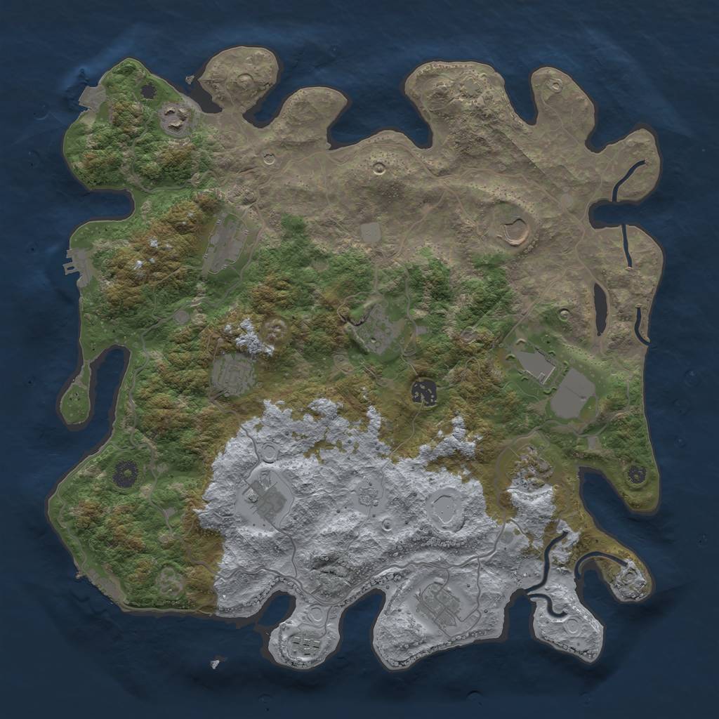 Rust Map: Procedural Map, Size: 4000, Seed: 6891352, 19 Monuments