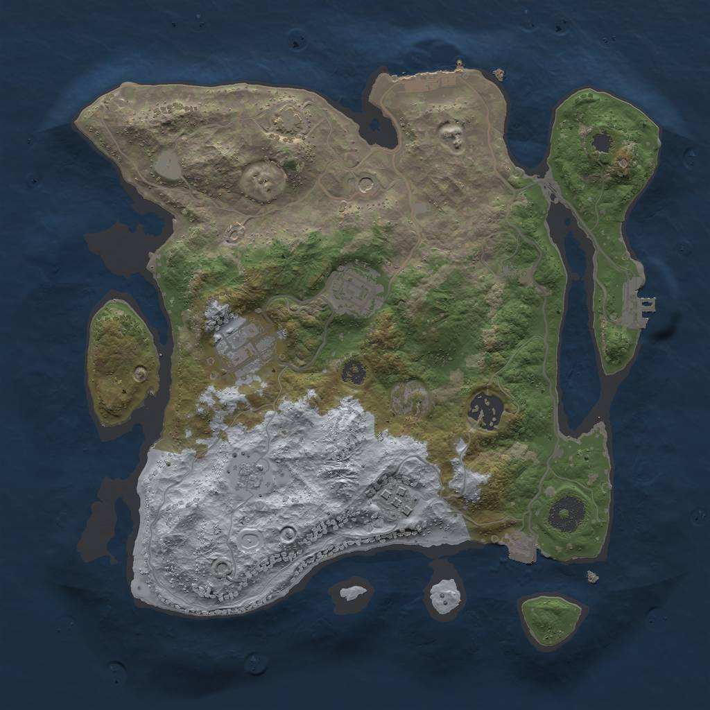 Rust Map: Procedural Map, Size: 3000, Seed: 1334696792, 12 Monuments
