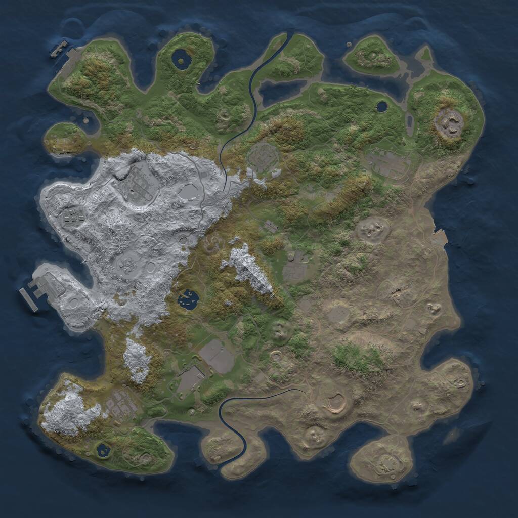 Rust Map: Procedural Map, Size: 3900, Seed: 81346609, 16 Monuments