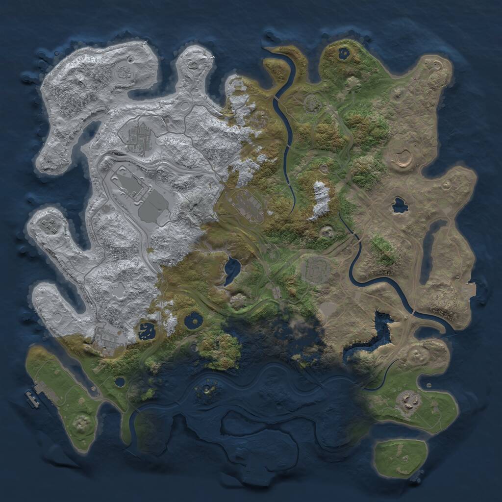 Rust Map: Procedural Map, Size: 4250, Seed: 1883449353, 16 Monuments