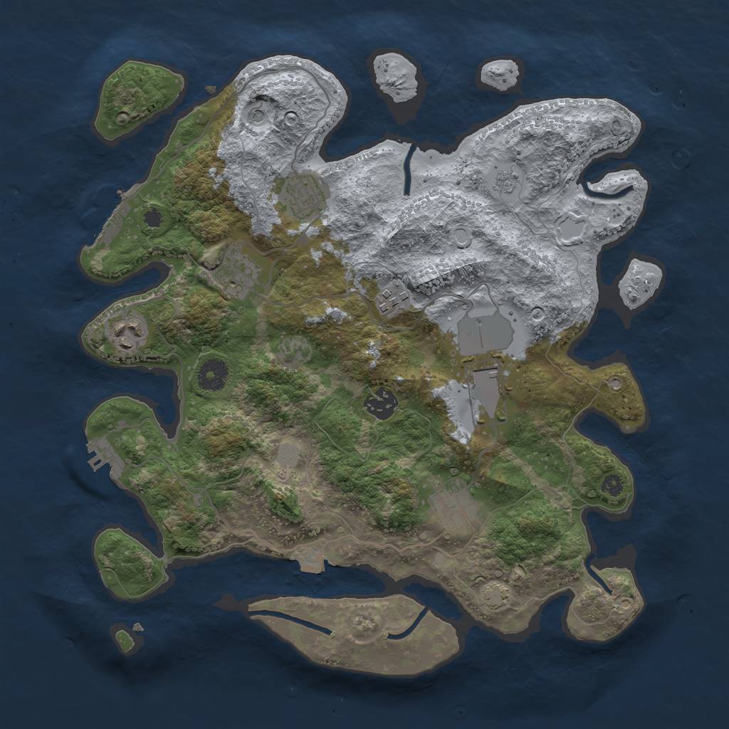 Rust Map: Procedural Map, Size: 3500, Seed: 572093295, 15 Monuments