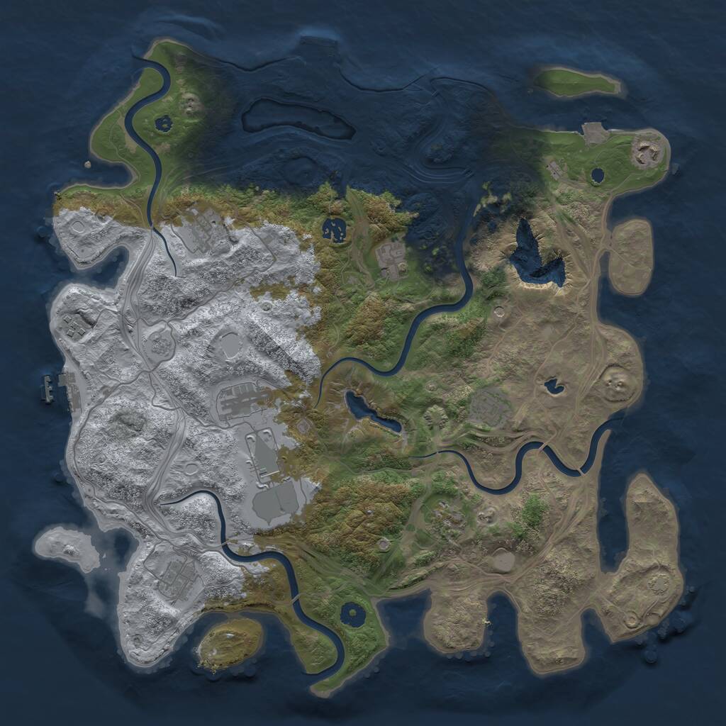 Rust Map: Procedural Map, Size: 4300, Seed: 96896619, 16 Monuments