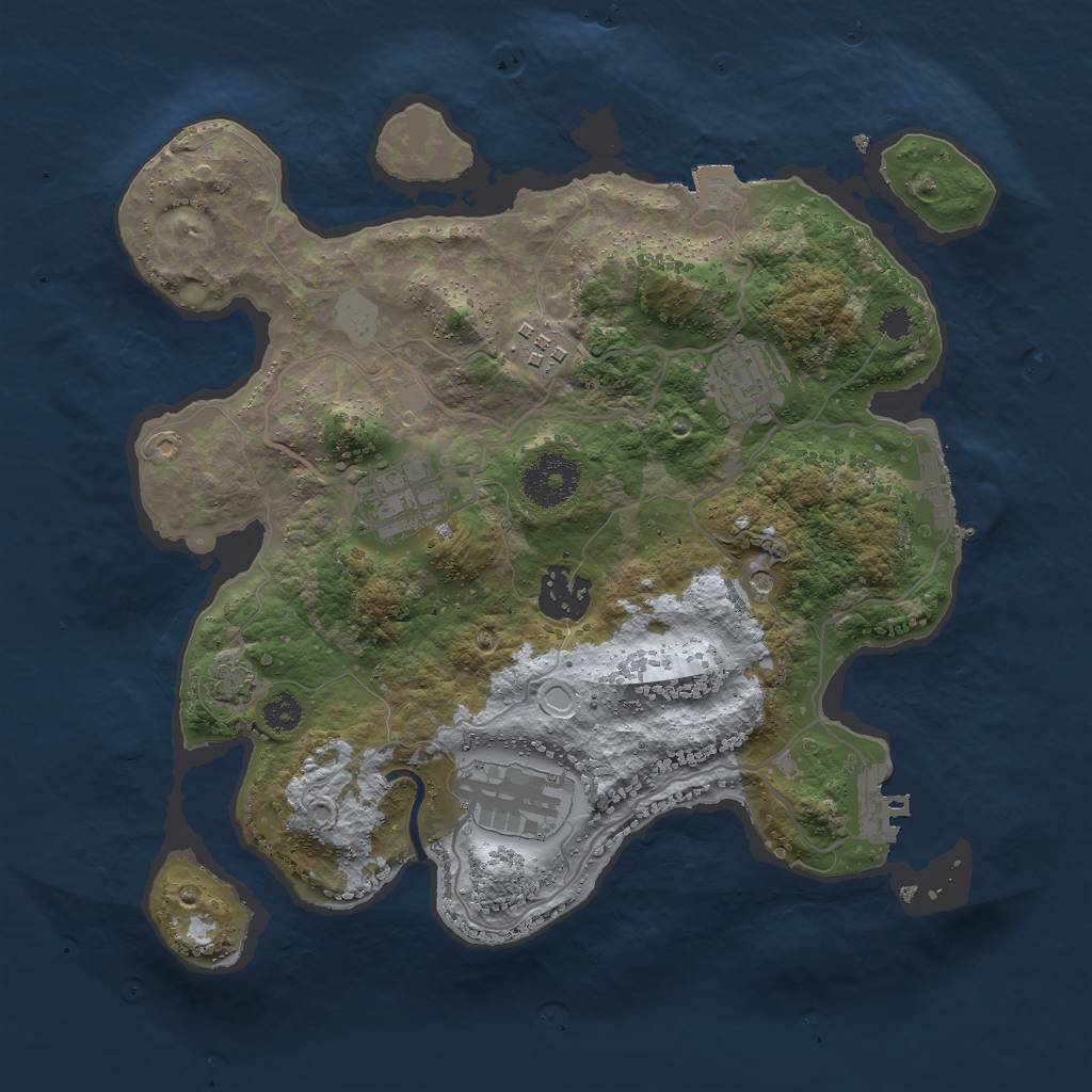 Rust Map: Procedural Map, Size: 3000, Seed: 1237537614, 12 Monuments