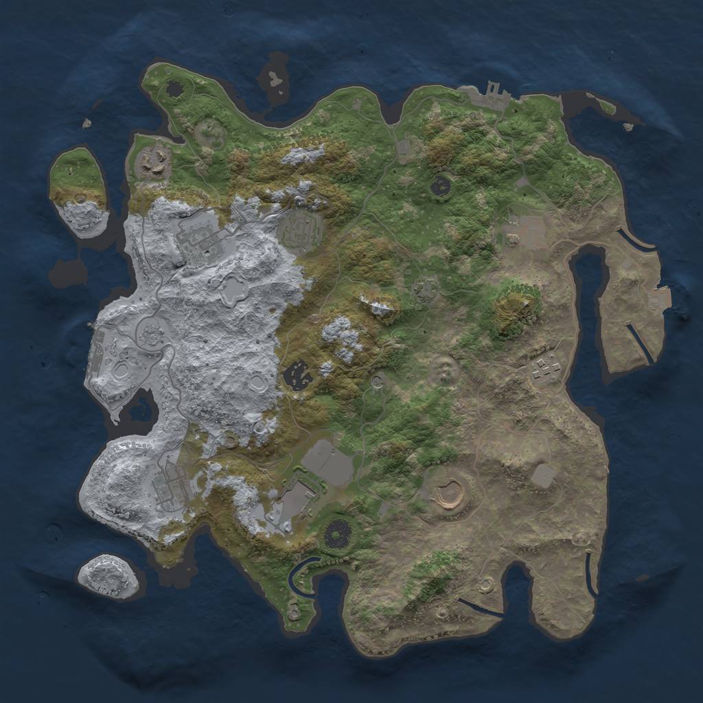 Rust Map: Procedural Map, Size: 3700, Seed: 690484233, 17 Monuments