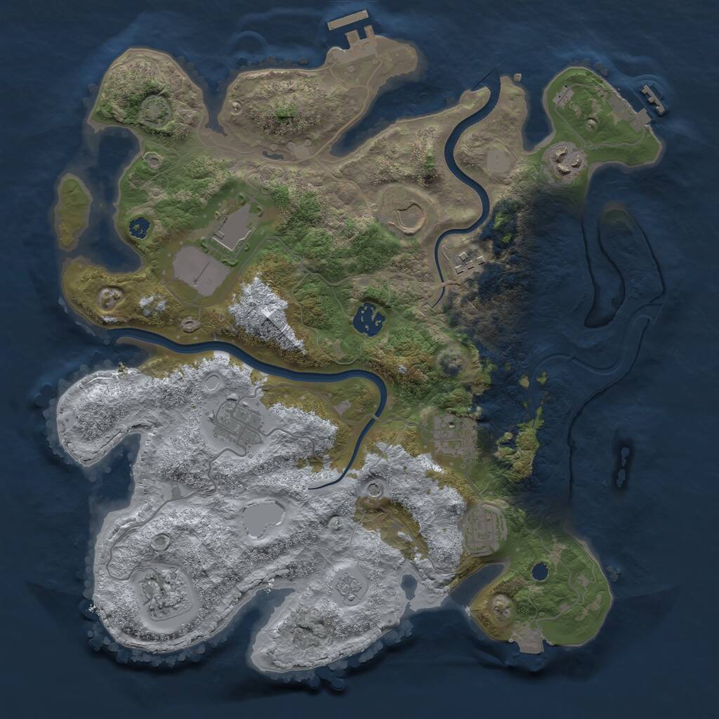Rust Map: Procedural Map, Size: 3500, Seed: 1366368259, 15 Monuments