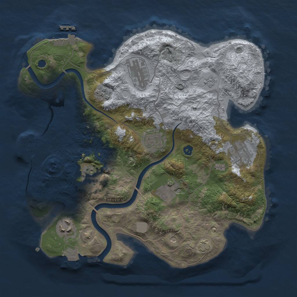 Rust Map: Procedural Map, Size: 3000, Seed: 777016419, 13 Monuments