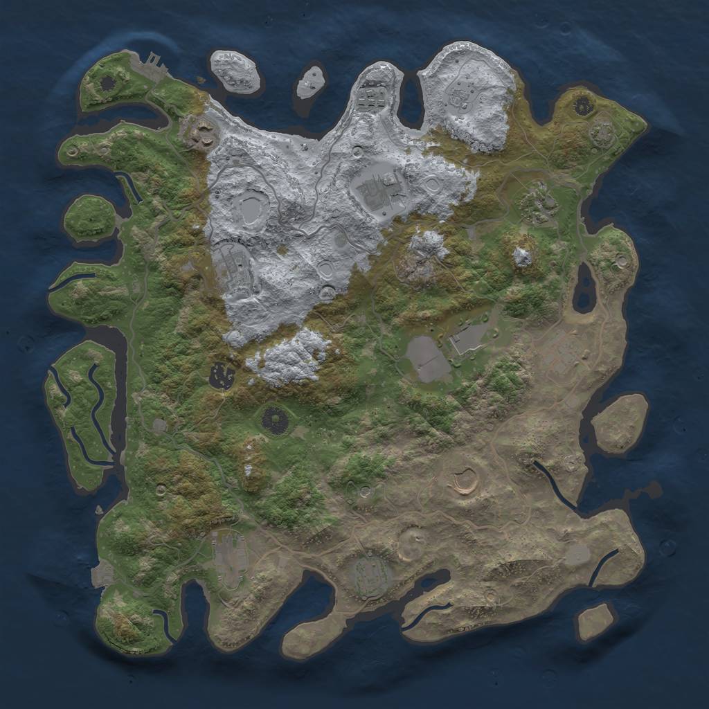 Rust Map: Procedural Map, Size: 4000, Seed: 245682548, 18 Monuments