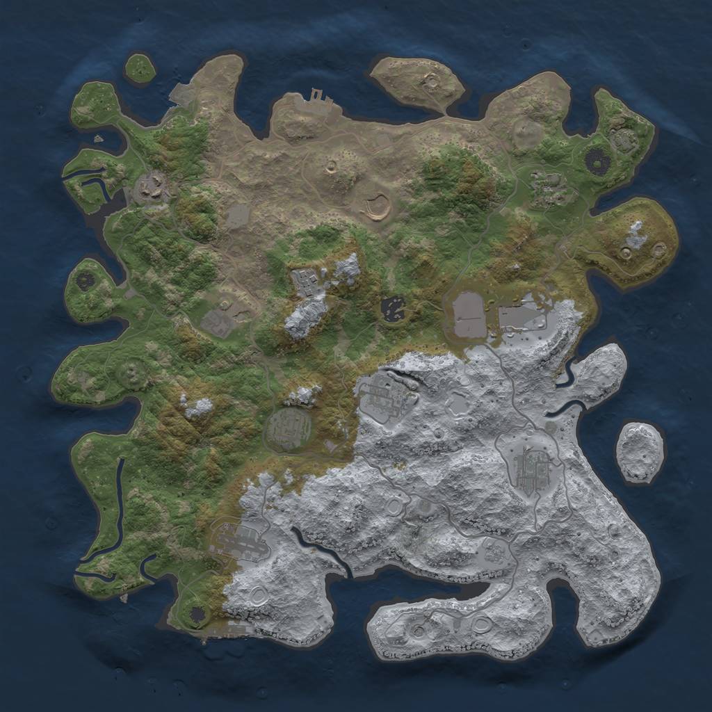 Rust Map: Procedural Map, Size: 4050, Seed: 867312324, 19 Monuments