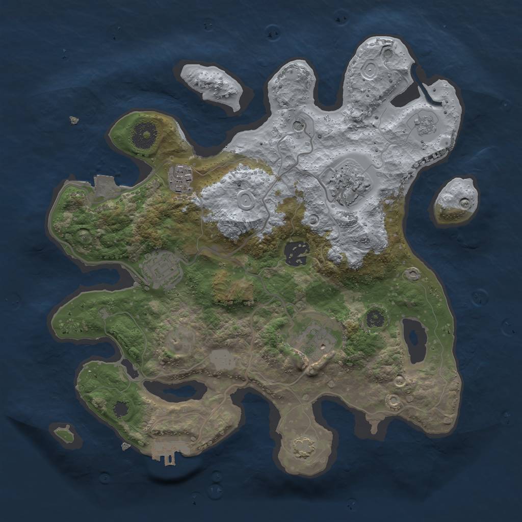 Rust Map: Procedural Map, Size: 3000, Seed: 34673240, 12 Monuments