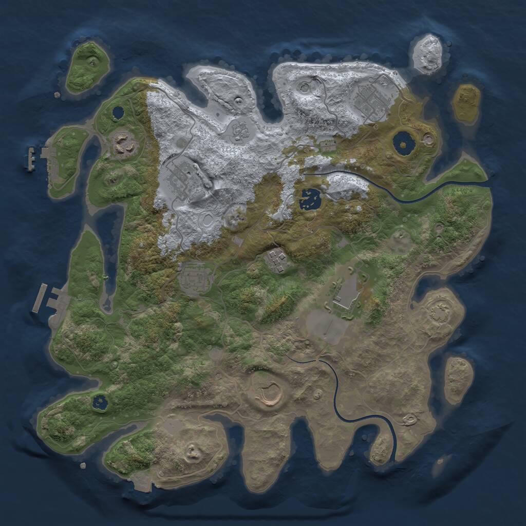 Rust Map: Procedural Map, Size: 3500, Seed: 1968897762, 14 Monuments