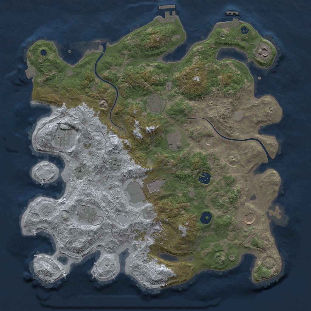 Rust Map: Procedural Map, Size: 3900, Seed: 648646, 16 Monuments