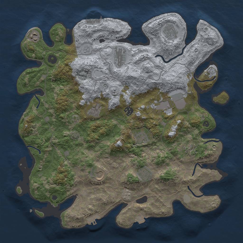 Rust Map: Procedural Map, Size: 4000, Seed: 370787070, 19 Monuments