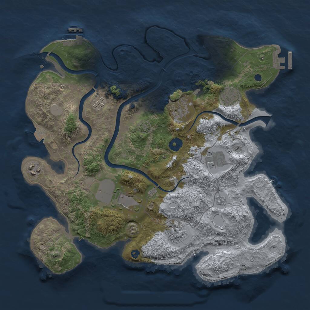Rust Map: Procedural Map, Size: 3500, Seed: 1875854710, 13 Monuments