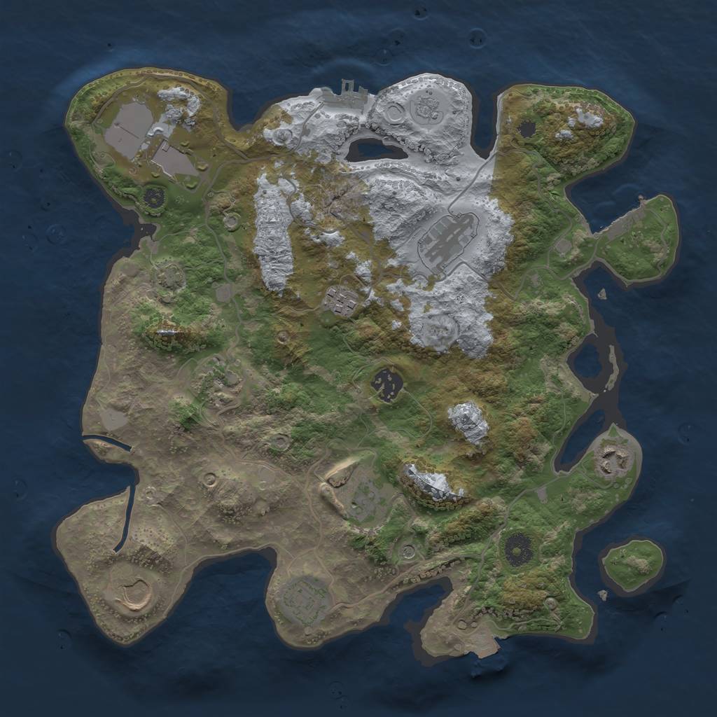 Rust Map: Procedural Map, Size: 3500, Seed: 646090195, 17 Monuments