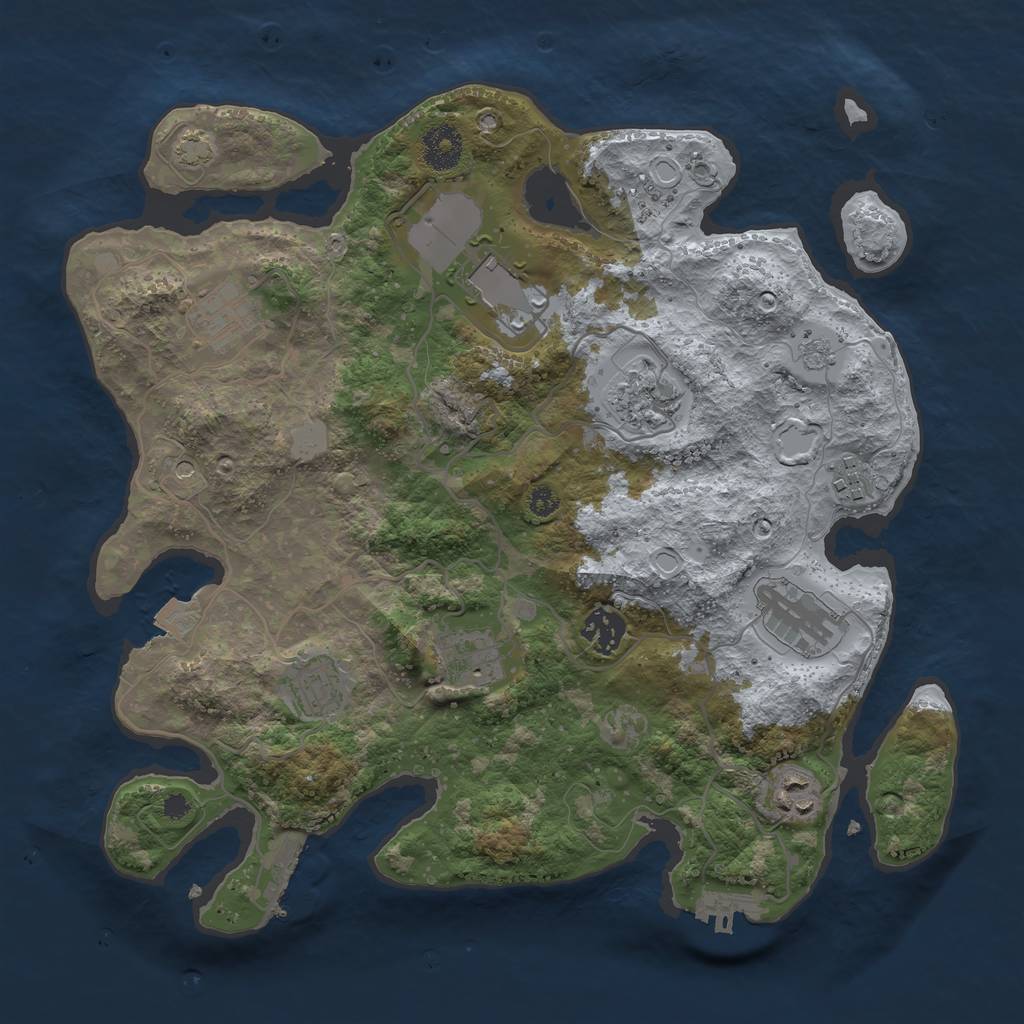 Rust Map: Procedural Map, Size: 3500, Seed: 1906270053, 17 Monuments