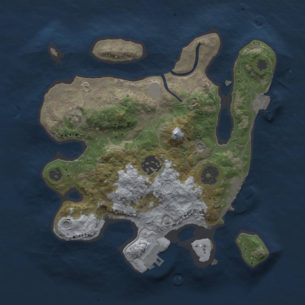 Rust Map: Procedural Map, Size: 2500, Seed: 434015125, 7 Monuments