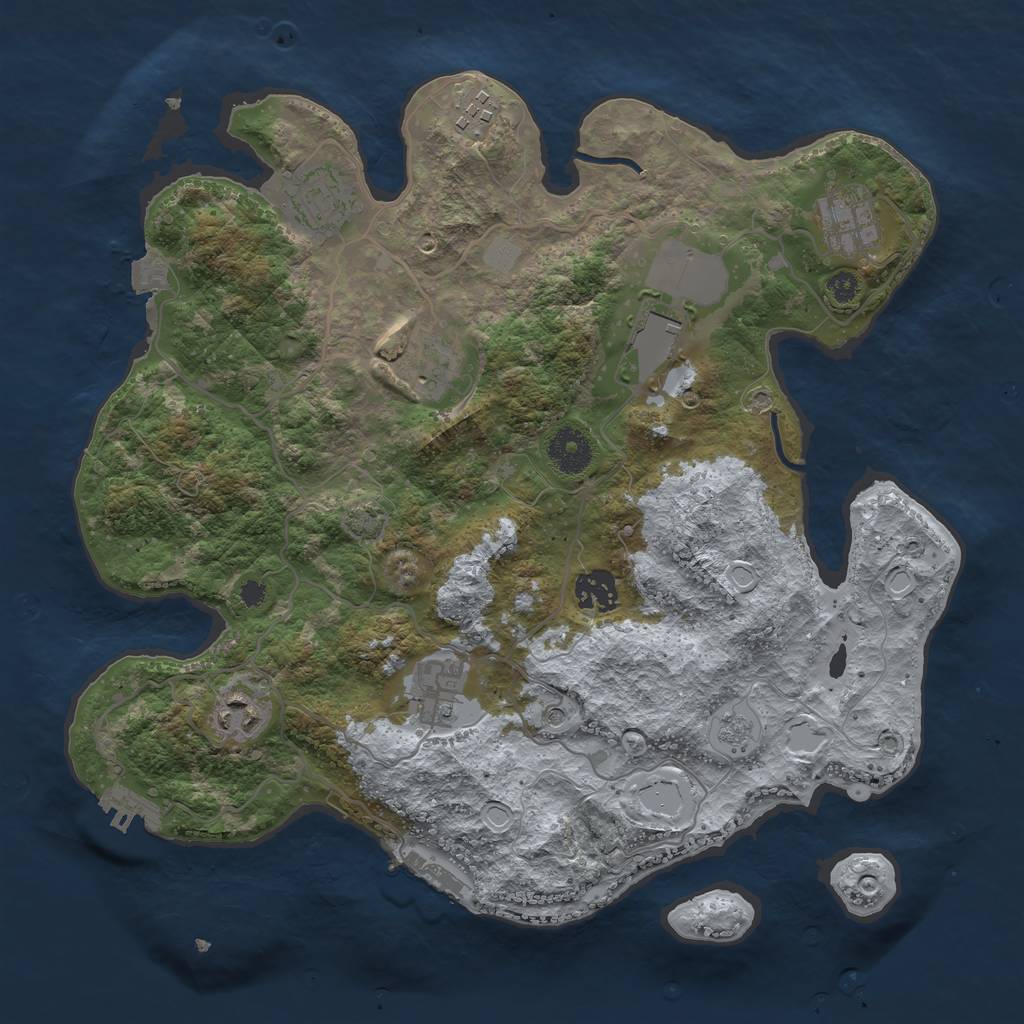 Rust Map: Procedural Map, Size: 3500, Seed: 680413437, 16 Monuments