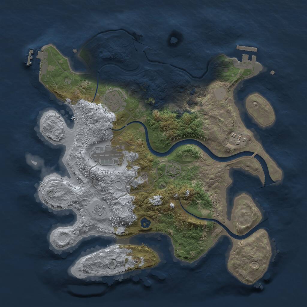 Rust Map: Procedural Map, Size: 3000, Seed: 12312455, 9 Monuments