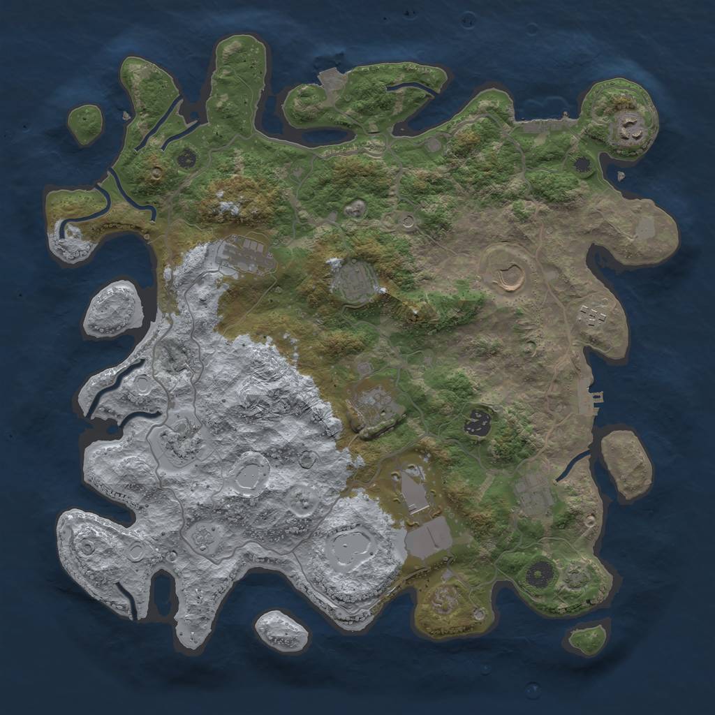 Rust Map: Procedural Map, Size: 4000, Seed: 1680906007, 18 Monuments
