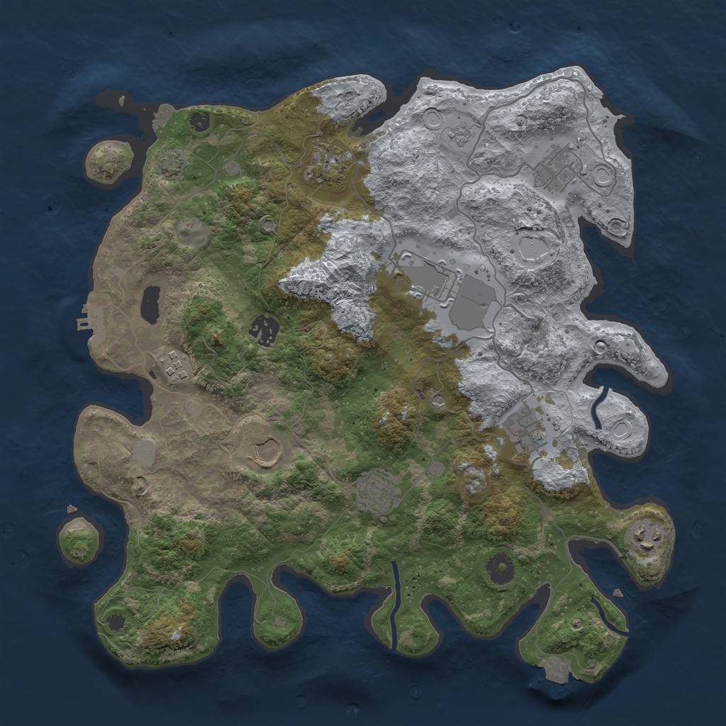 Rust Map: Procedural Map, Size: 3700, Seed: 1097354926, 16 Monuments