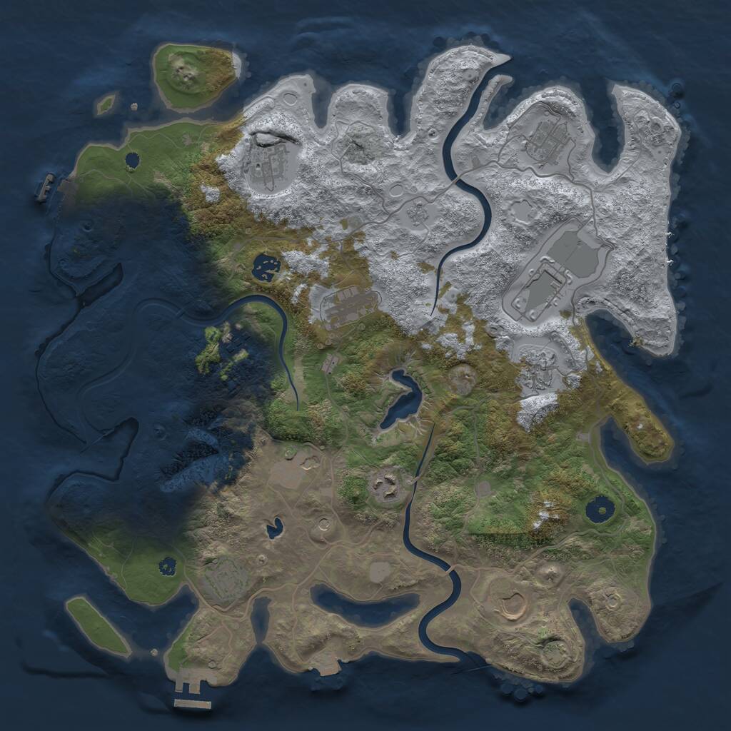 Rust Map: Procedural Map, Size: 4000, Seed: 77667, 17 Monuments