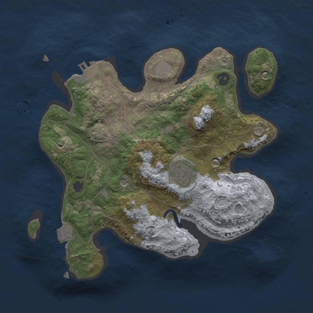 Rust Map: Procedural Map, Size: 2500, Seed: 1157776081, 7 Monuments