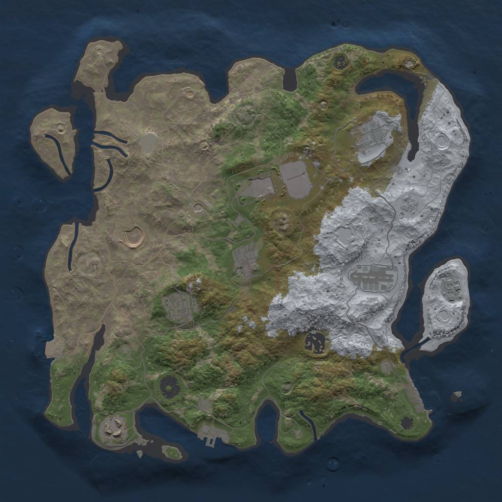 Rust Map: Procedural Map, Size: 3500, Seed: 10928365, 17 Monuments