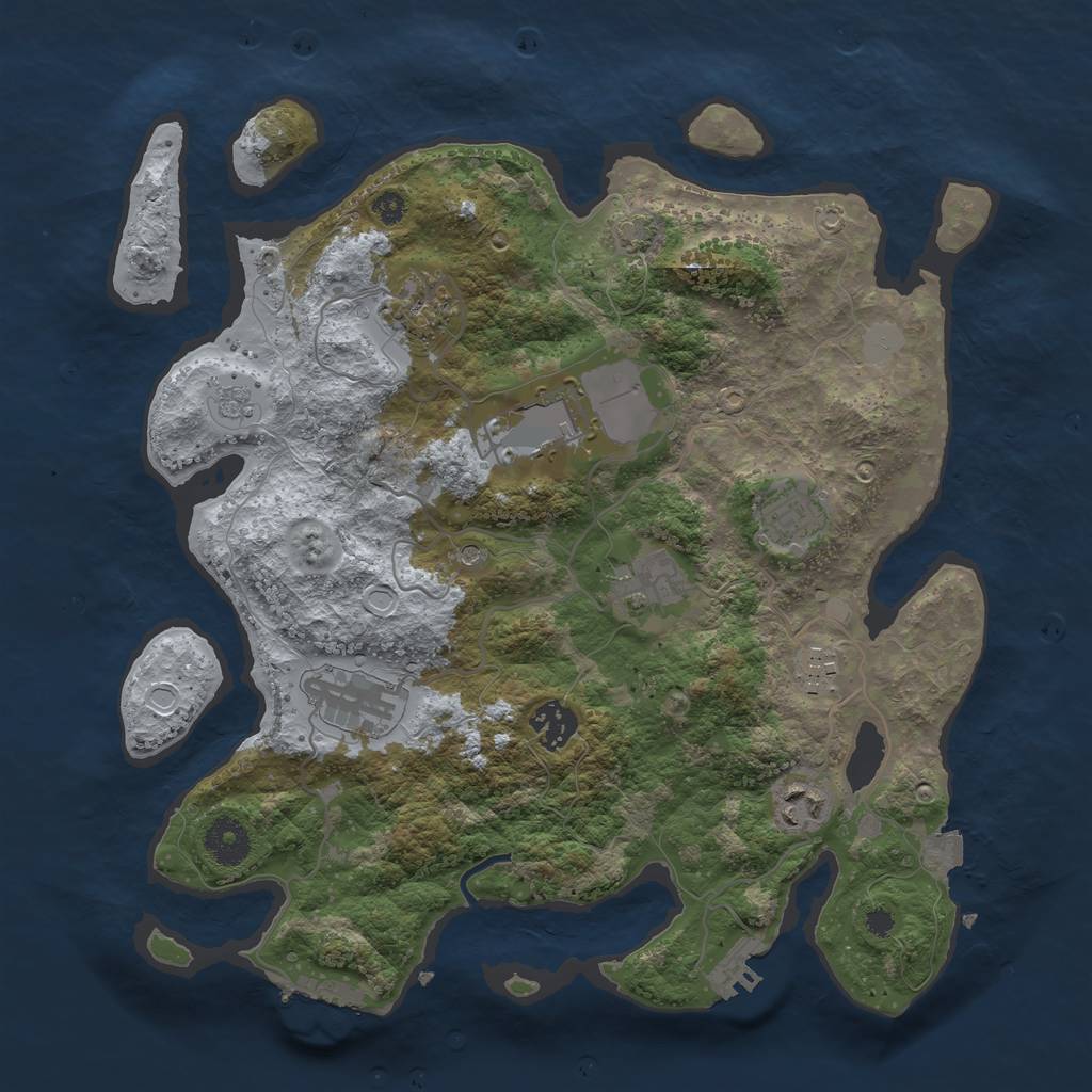 Rust Map: Procedural Map, Size: 3500, Seed: 1341246818, 16 Monuments