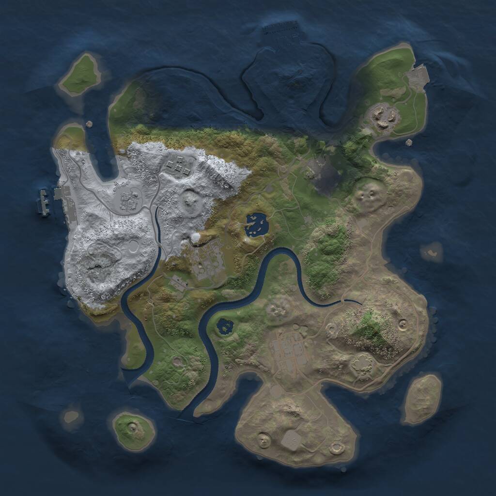 Rust Map: Procedural Map, Size: 3000, Seed: 24480, 11 Monuments