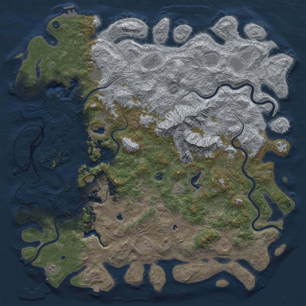 Rust Map: Procedural Map, Size: 6000, Seed: 2059167774, 17 Monuments
