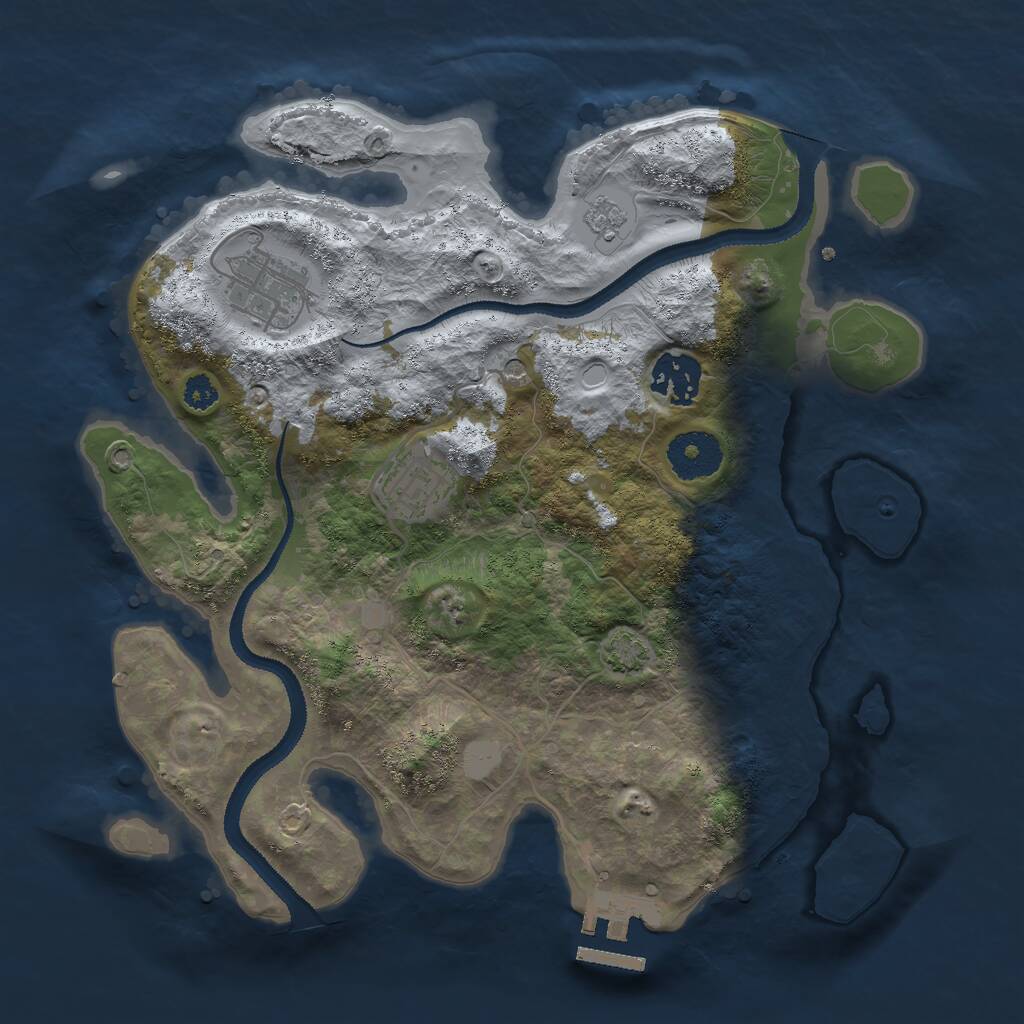 Rust Map: Procedural Map, Size: 3000, Seed: 14584, 8 Monuments