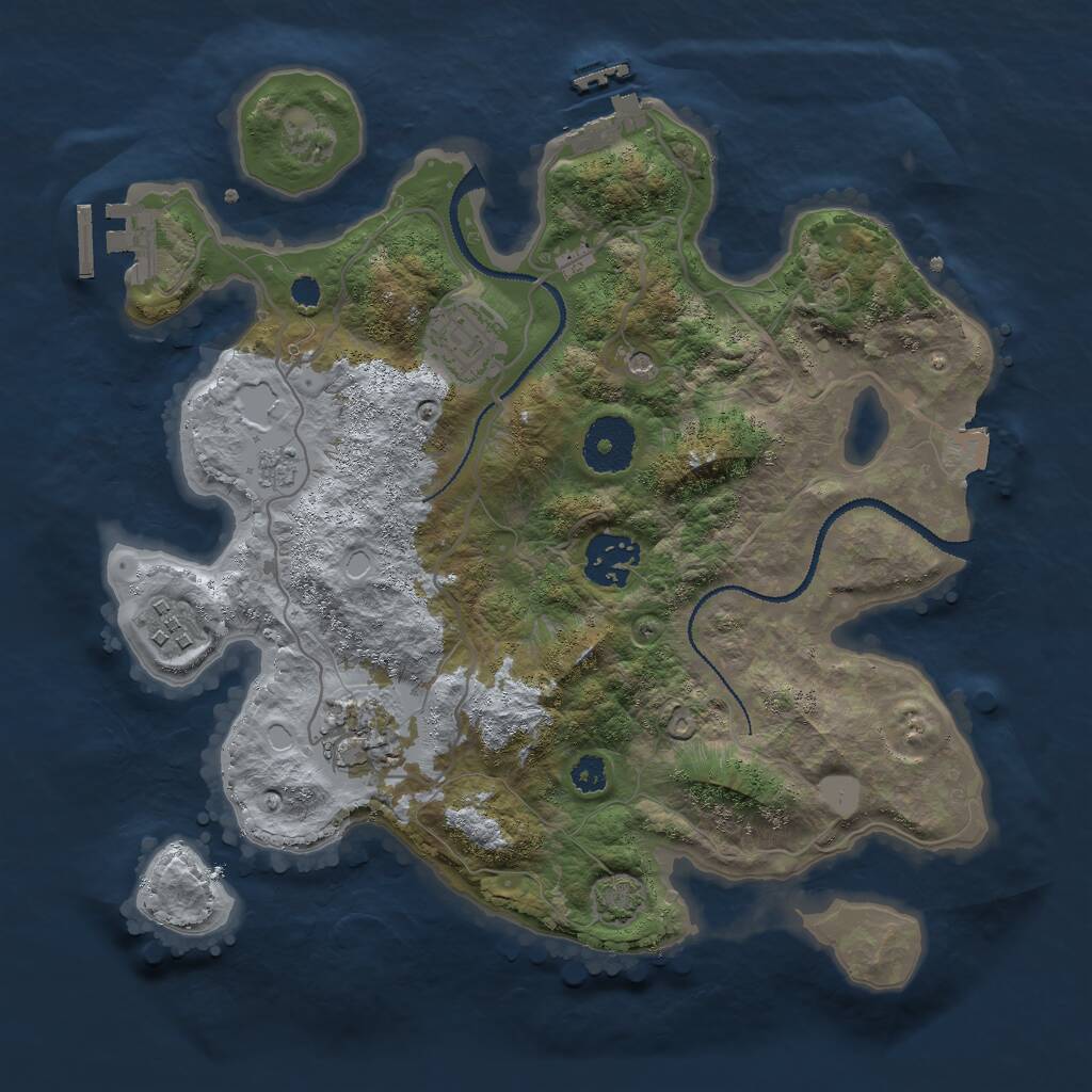 Rust Map: Procedural Map, Size: 3000, Seed: 1986618220, 10 Monuments