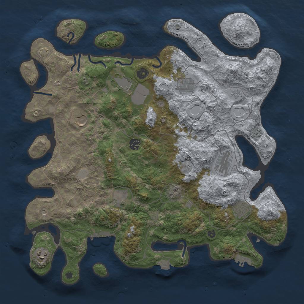 Rust Map: Procedural Map, Size: 4000, Seed: 18111, 17 Monuments