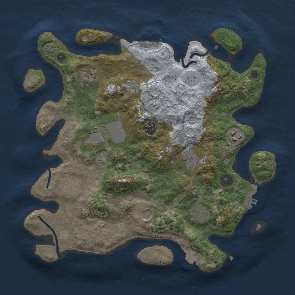Rust Map: Procedural Map, Size: 3500, Seed: 260983308, 17 Monuments