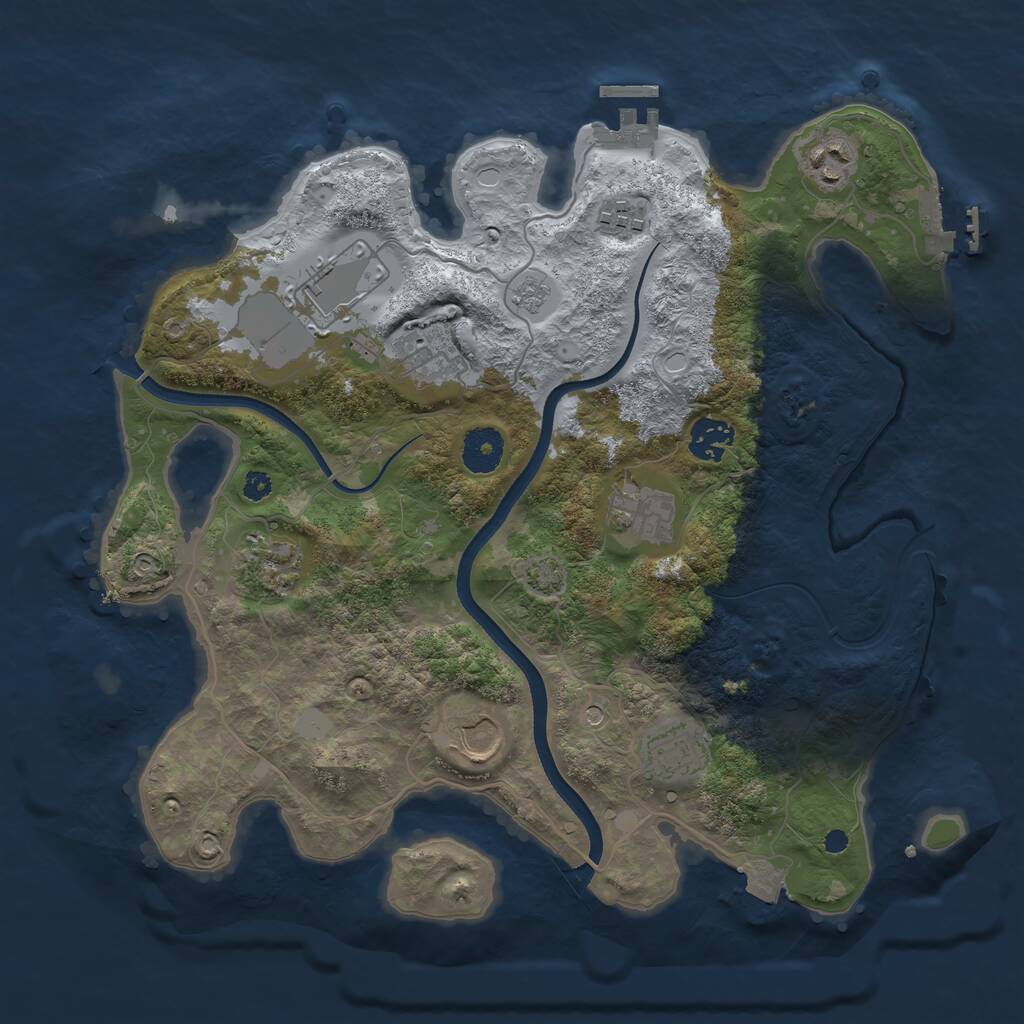 Rust Map: Procedural Map, Size: 3500, Seed: 1012210885, 15 Monuments