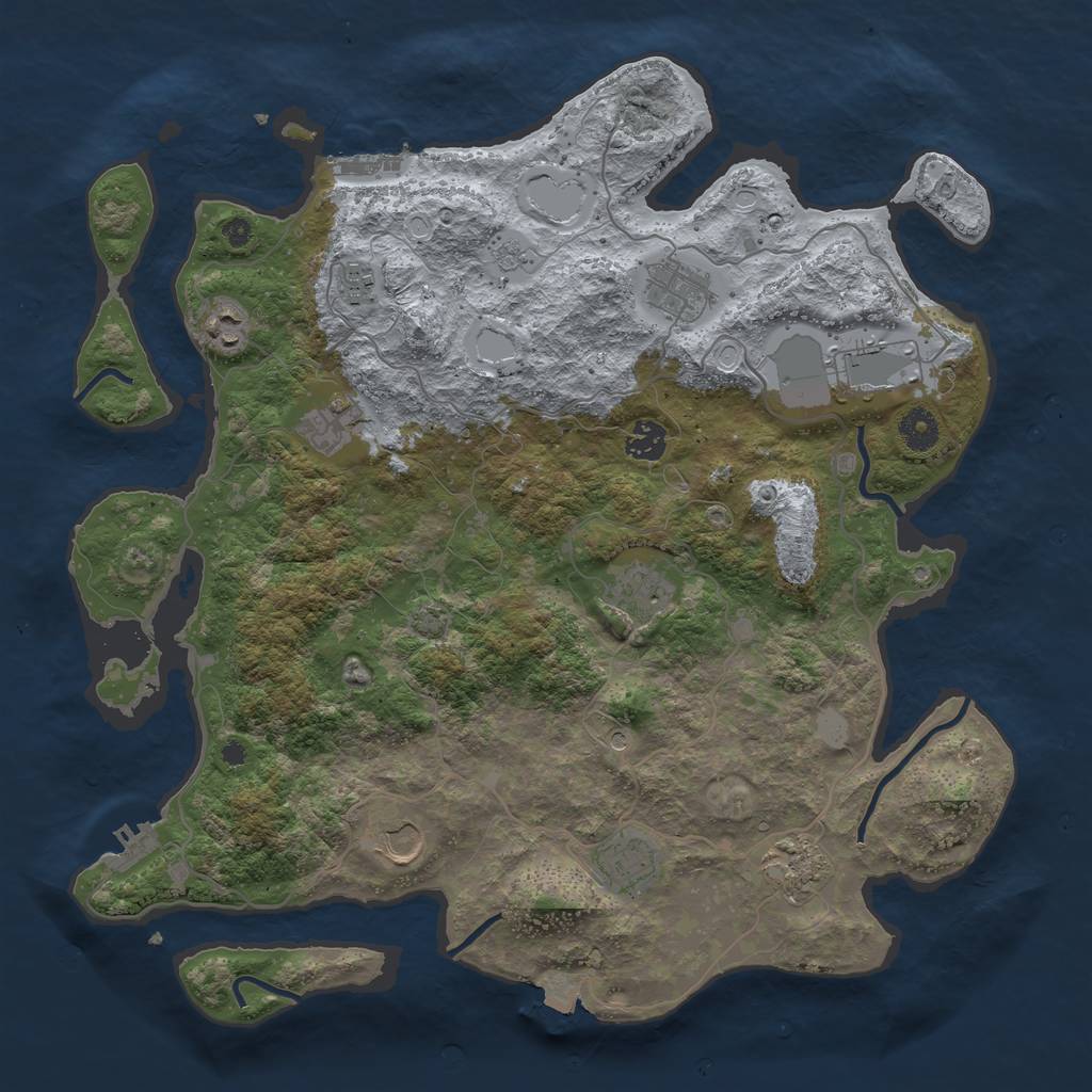Rust Map: Procedural Map, Size: 4000, Seed: 1565635186, 18 Monuments