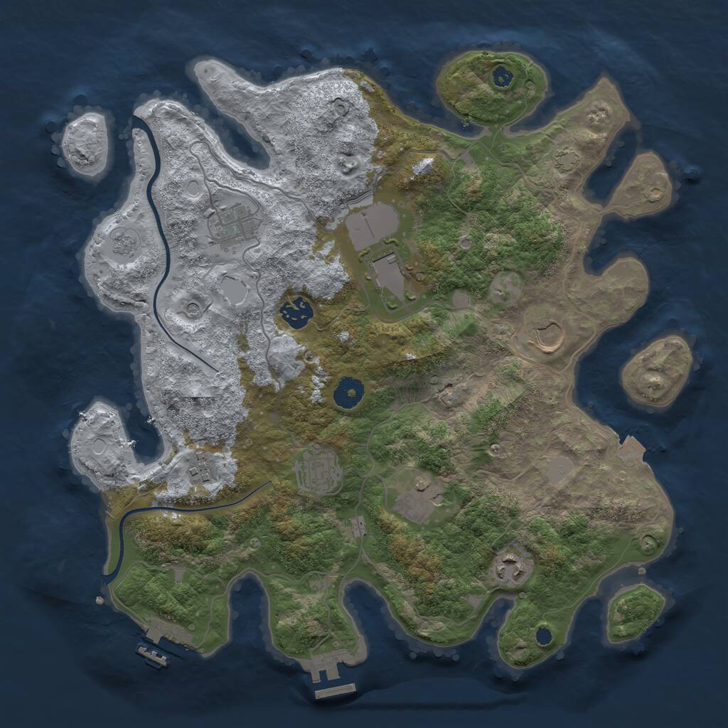 Rust Map: Procedural Map, Size: 3600, Seed: 78316293, 14 Monuments